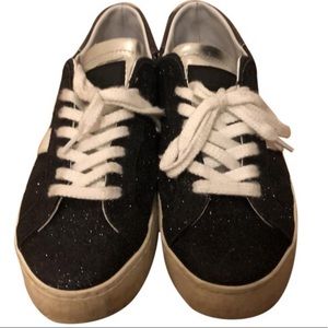 D.A.T.E Black Glitter Sneakers, Sz 6.5